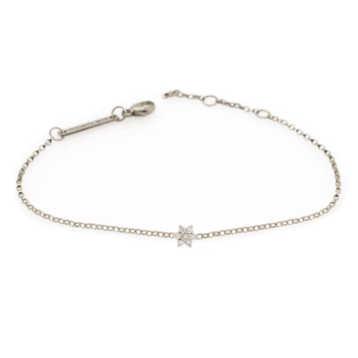 14k Prong Diamond Flower Bracelet