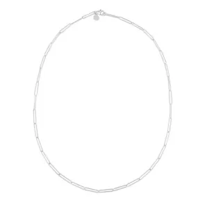 14K White Gold 2.7mm Lungo Paperclip Necklace - 18"