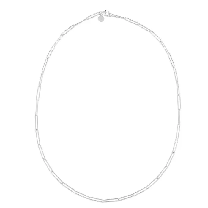 14K White Gold 2.7mm Lungo Paperclip Necklace - 18"