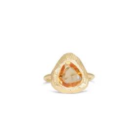 18K Freeform Solitaire Ring in Orange Sapphire