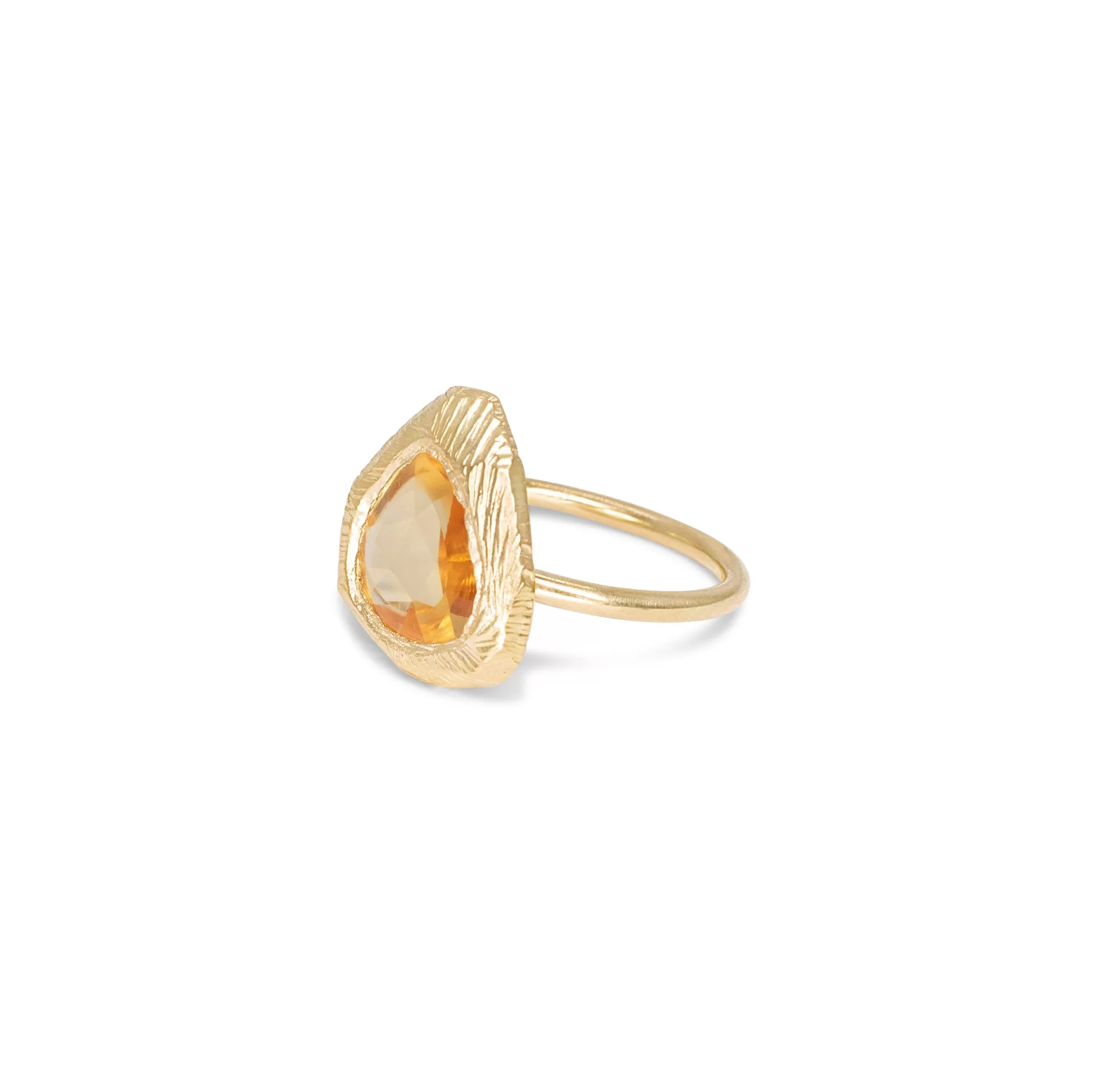 18K Freeform Solitaire Ring in Orange Sapphire