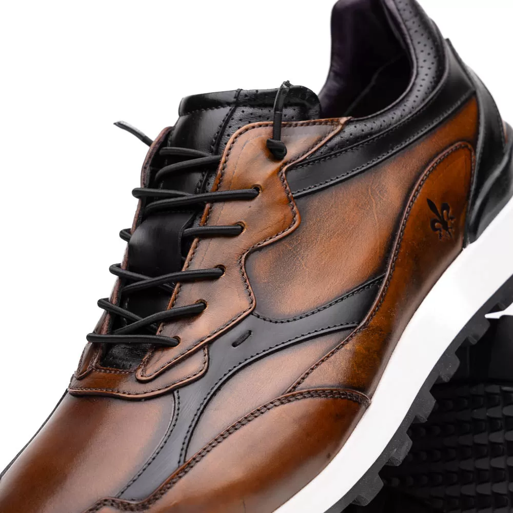 65-355-BRN BRAVO Hand Finished Trainer Cognac / Black