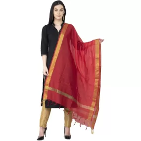 A R Silk Chanderi Crush Design Red Color Dupatta