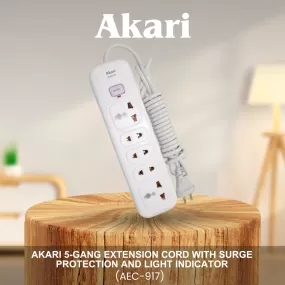 Akari 5-Gang Extension Cord with Surge Protection and Light Indicator (AEC-917)