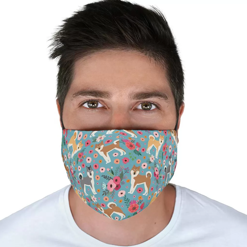 Akita Flower Face Cover