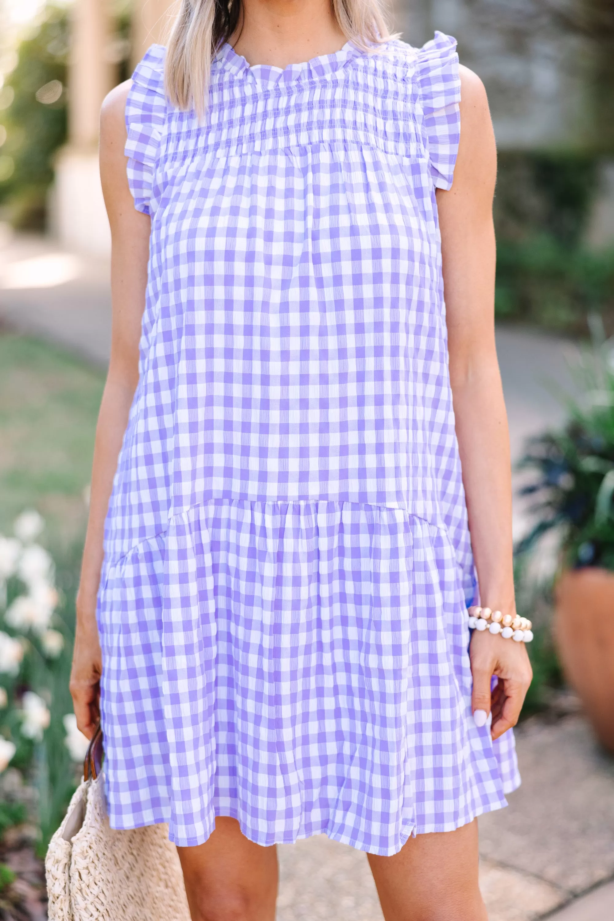 All That You Are Lavender Purple Gingham Dress