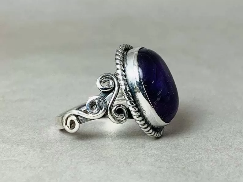 Amethyst Ring, 925 Sterling Silver Ring, Engagement Ring, Purple Amethyst Ring, Amethyst Designer Ring, Promise Ring, February Birthstone