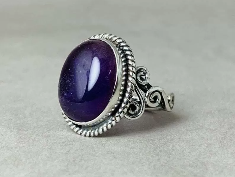 Amethyst Ring, 925 Sterling Silver Ring, Engagement Ring, Purple Amethyst Ring, Amethyst Designer Ring, Promise Ring, February Birthstone