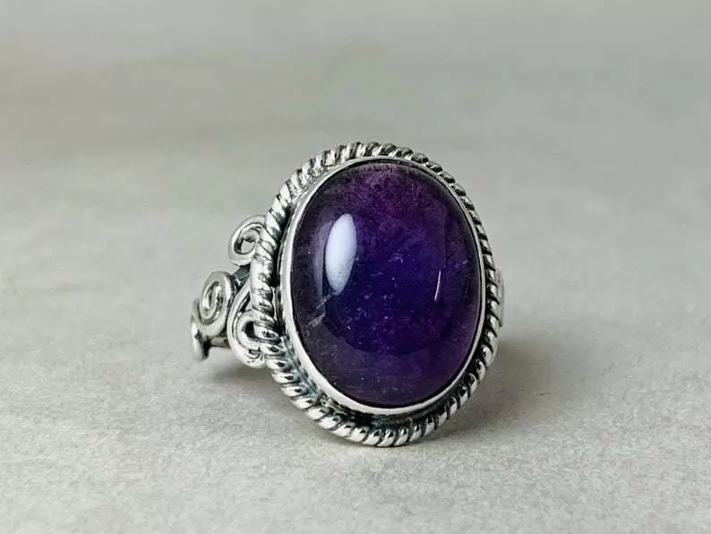 Amethyst Ring, 925 Sterling Silver Ring, Engagement Ring, Purple Amethyst Ring, Amethyst Designer Ring, Promise Ring, February Birthstone