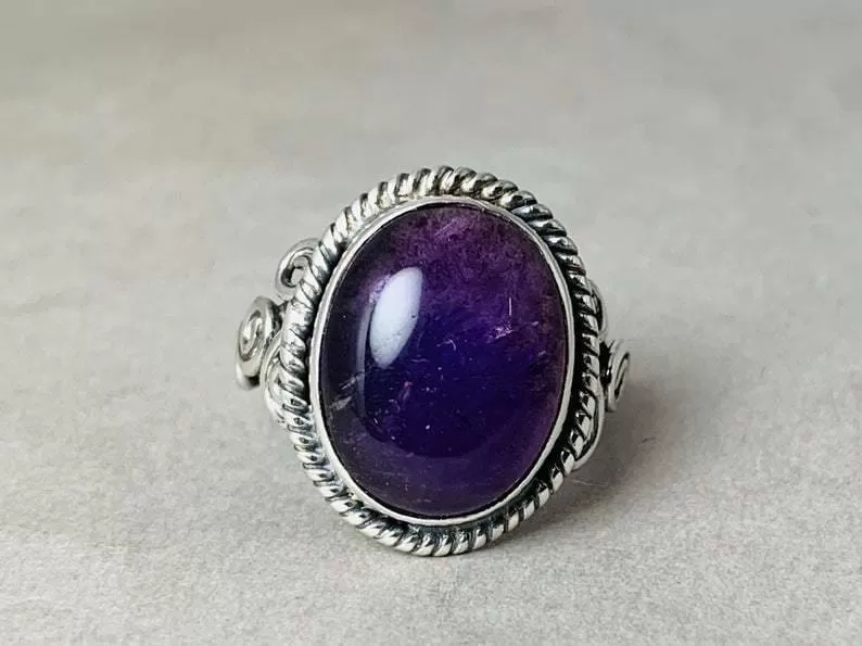 Amethyst Ring, 925 Sterling Silver Ring, Engagement Ring, Purple Amethyst Ring, Amethyst Designer Ring, Promise Ring, February Birthstone