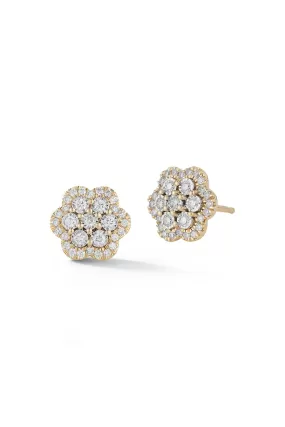 Ava Bea Flower Stud Earrings - White Gold