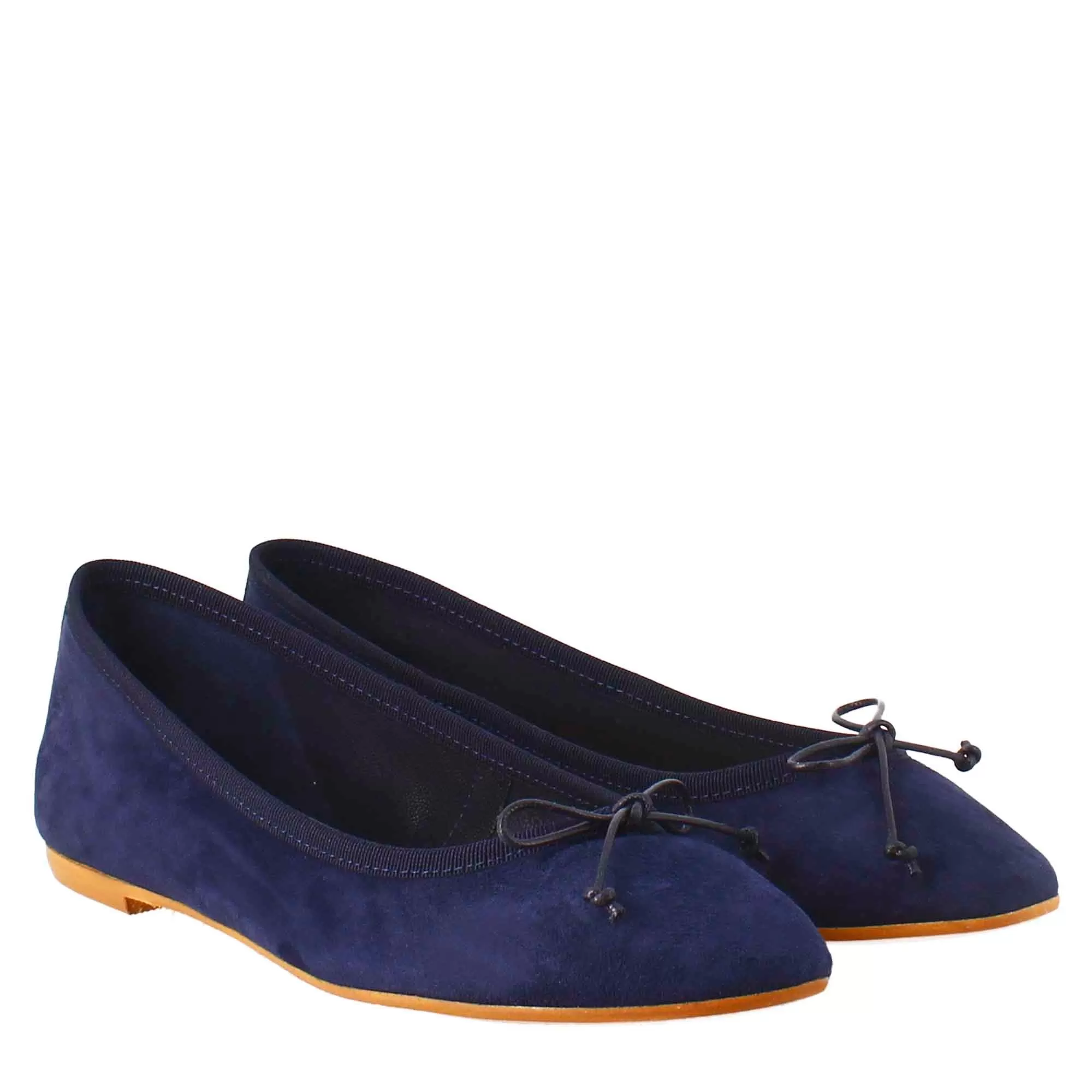 Ballerine leggere da donna color blu in camoscio sfoderate