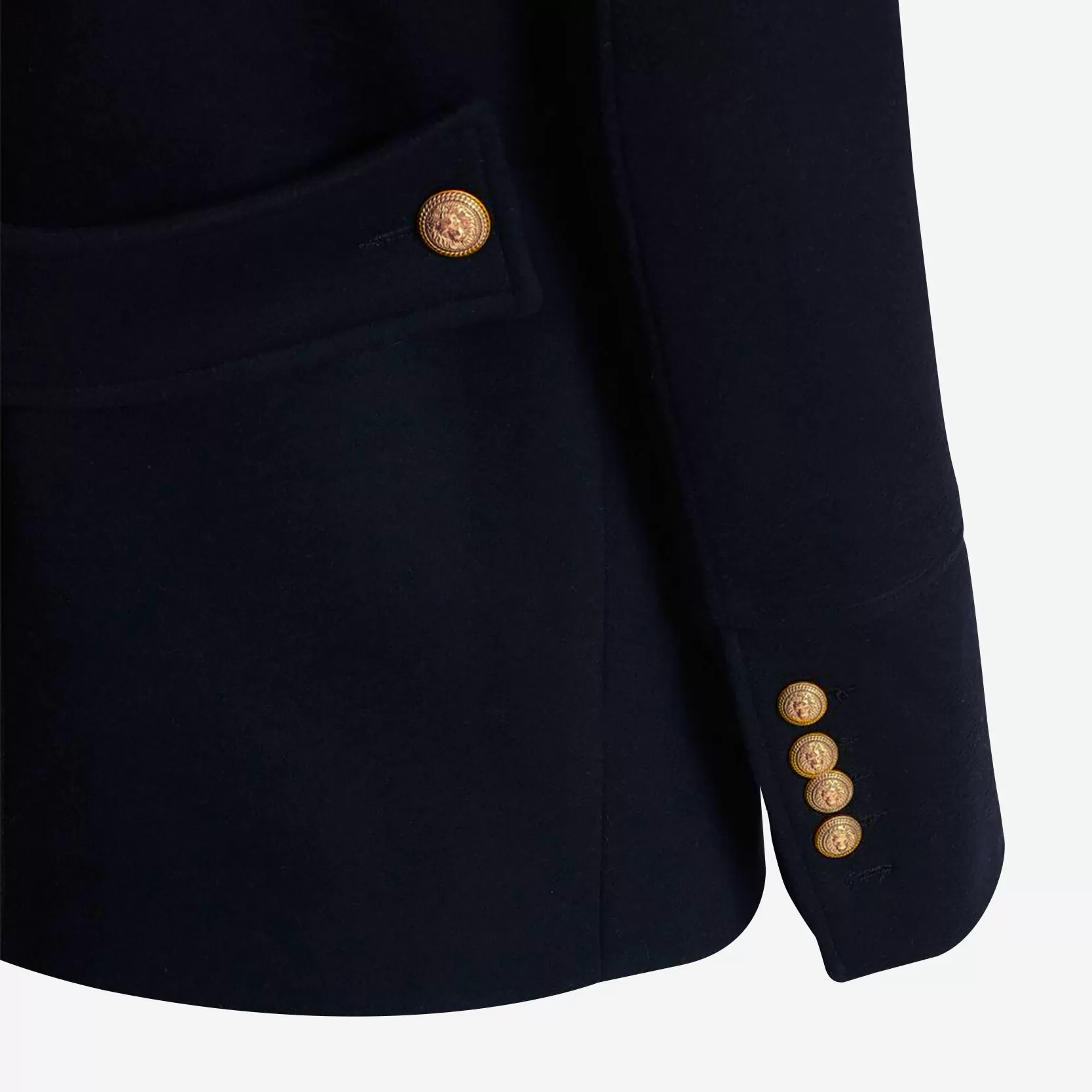 Balmain Double Breasted Wool Peacoat