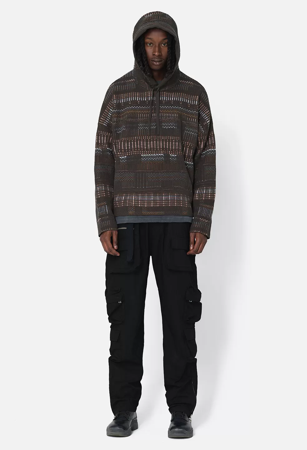 Bassett Knit Poncho / Charcoal X Multi