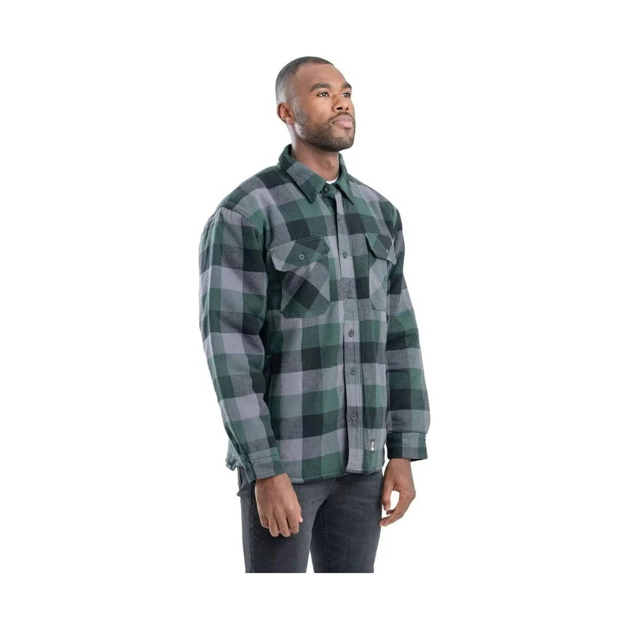 Berne Men's Flannel Shirt Jac - Plaid Green