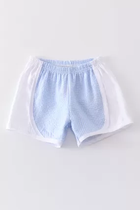 Blue plaid seersucker shorts