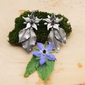 Borage Flower & Leaf Earrings