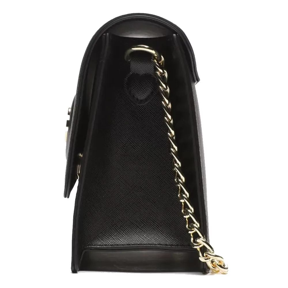 Borsa Donna a Spalla con Pattina LOVE MOSCHINO stampa Saffiano Nera