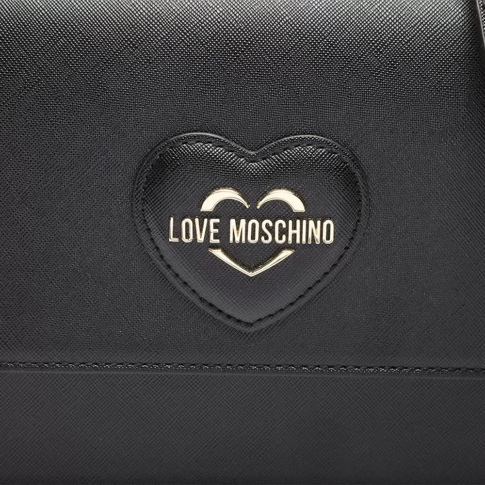 Borsa Donna a Spalla con Pattina LOVE MOSCHINO stampa Saffiano Nera