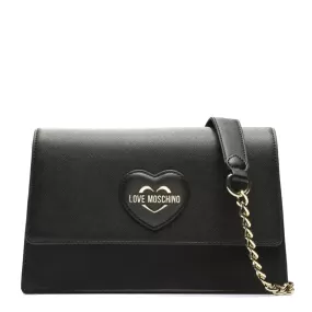 Borsa Donna a Spalla con Pattina LOVE MOSCHINO stampa Saffiano Nera