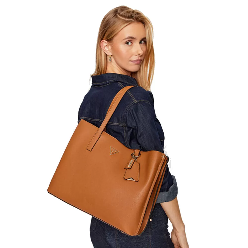 Borsa Donna a Spalla Shopper GUESS Linea Meridian colore Cognac