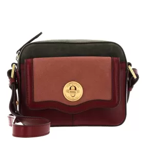 Borsa Donna a Tracolla Piccola THE BRIDGE linea Agnese in Pelle Scamosciata e Pelle Chianti Oliva e Rosa