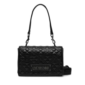 Borsa Donna Trapuntata a Spalla e Tracolla LOVE MOSCHINO linea Logo Lettering Nero con Logo Canna di Fucile