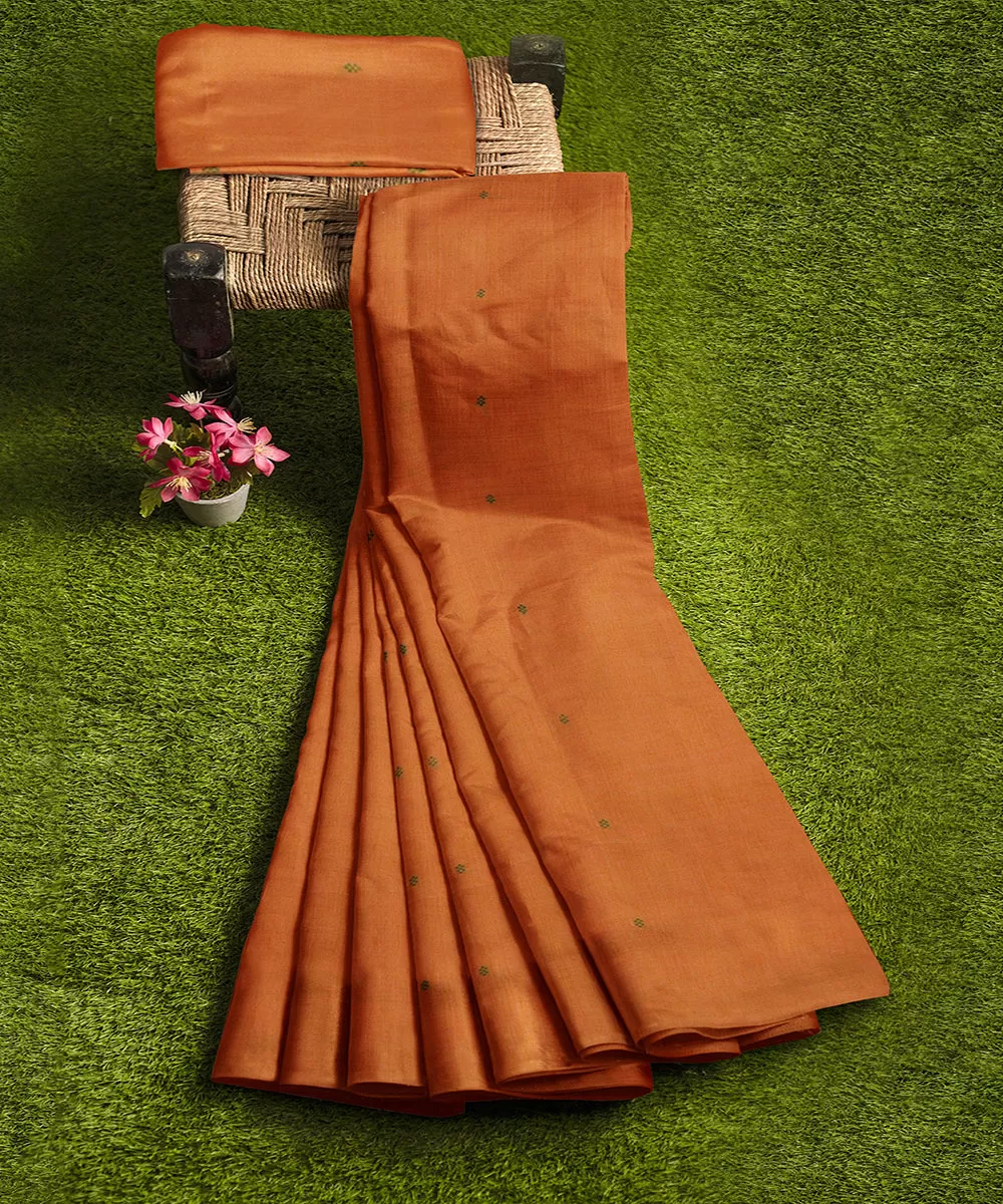 Brown butta rajahmundry handwoven cotton saree