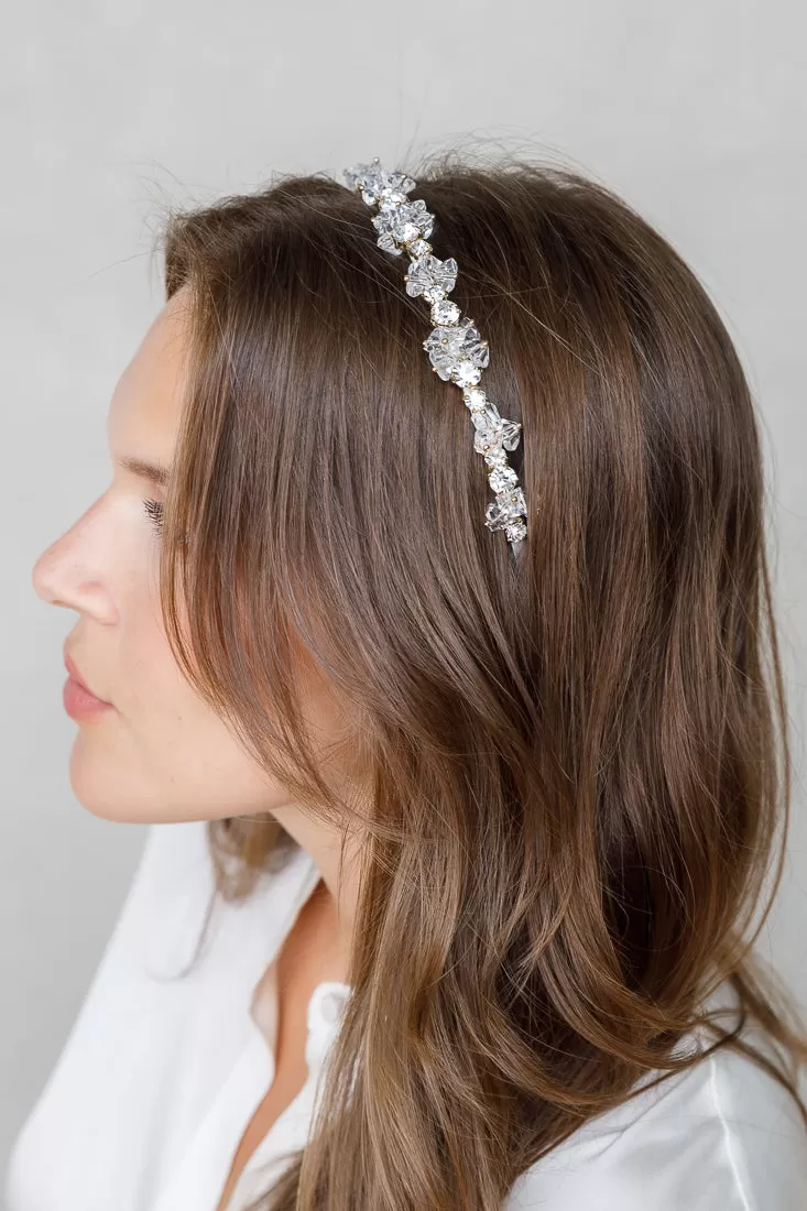 CLEAR CRYSTAL FLOWER HAIRBAND