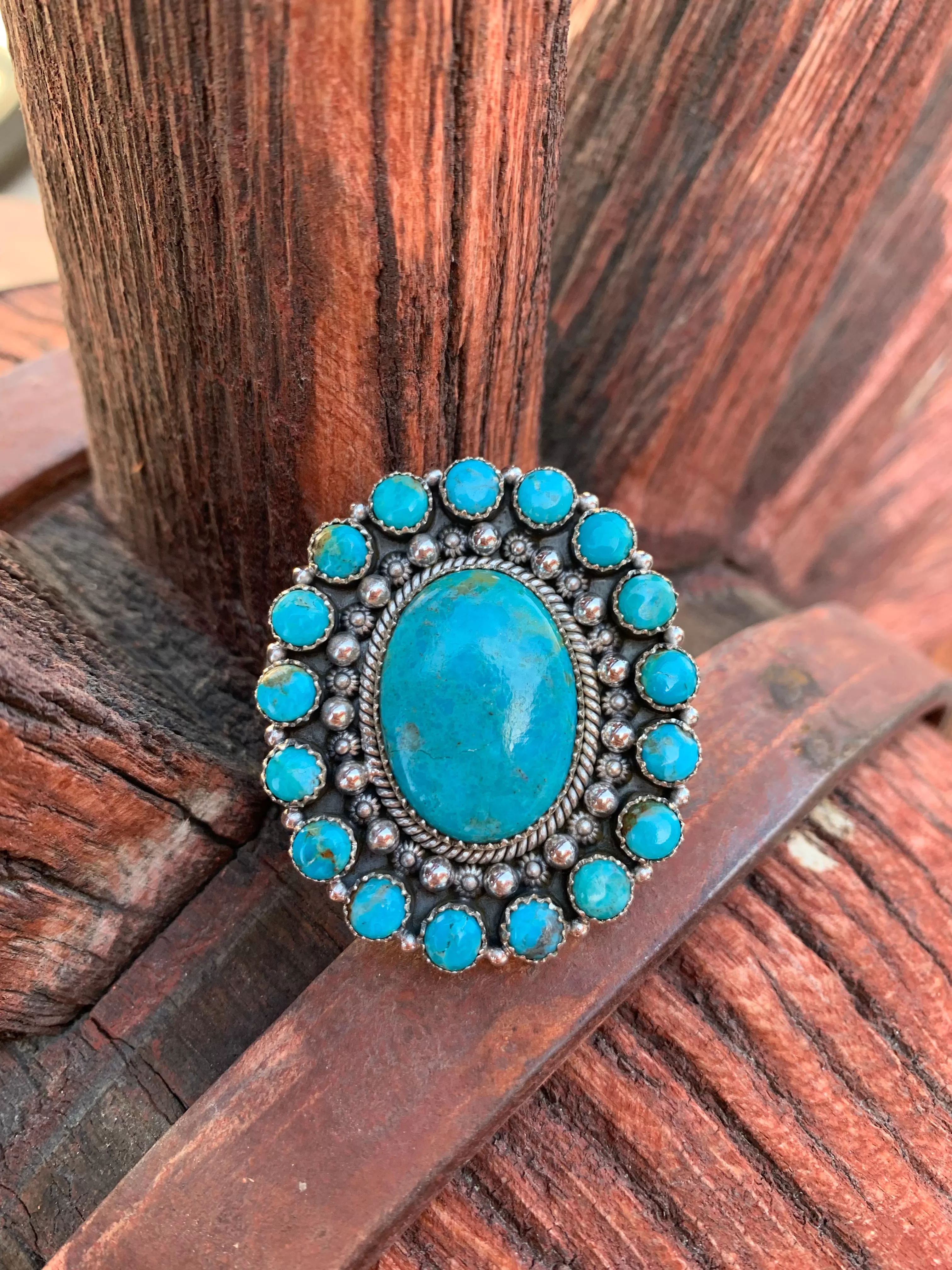 Cluster of Turquoise Adjustable Statement ring