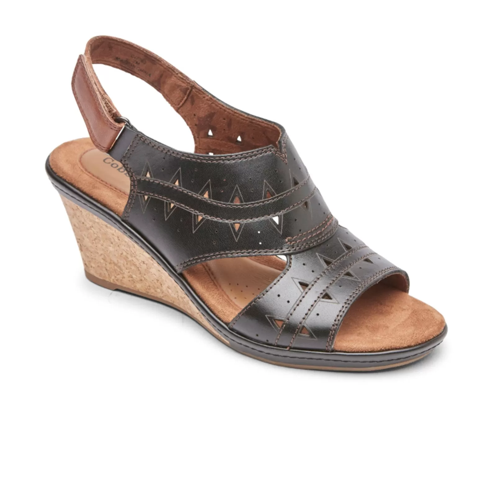 Cobb Hill Janna Perf Sling Wedge Sandal (Women) - Black