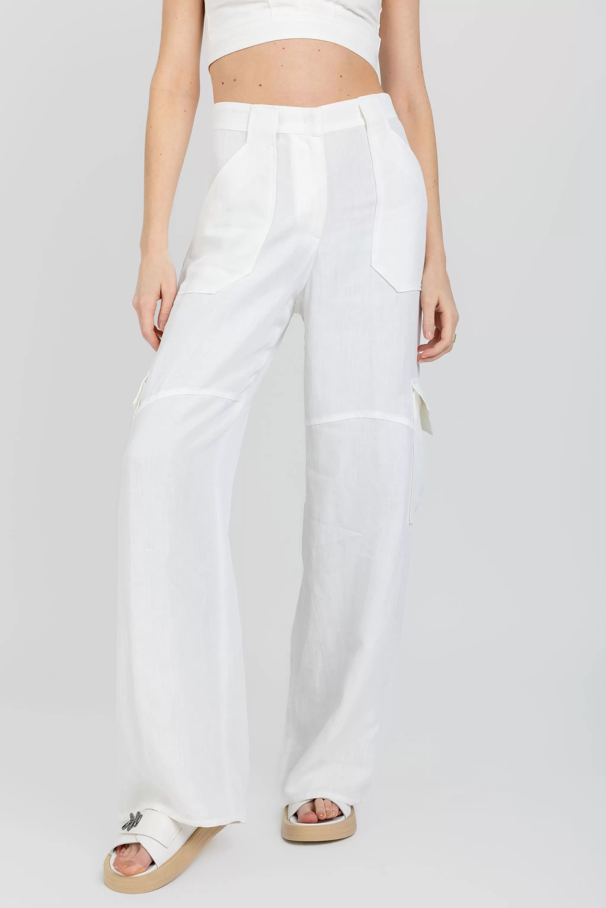 Cool Wool Cargo Trouser Pant in Raffia