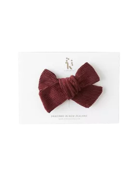 Corduroy Pinwheel Bow - Garnet