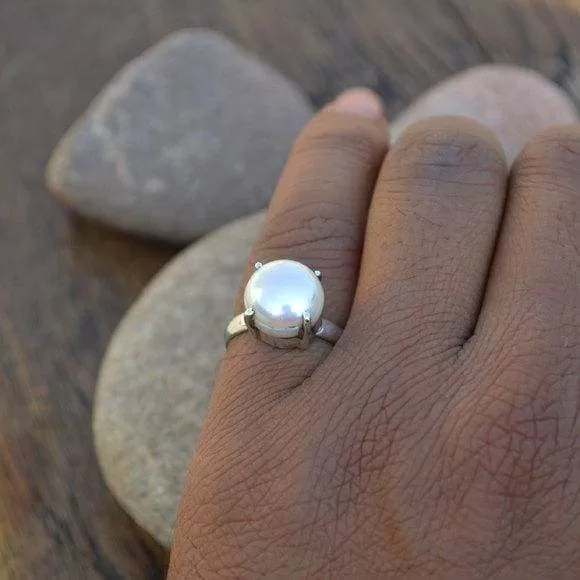 Cultured South Sea Pearl Gemstone 925 Sterling Silver Ring,South Sea Pearl, Nickel Free