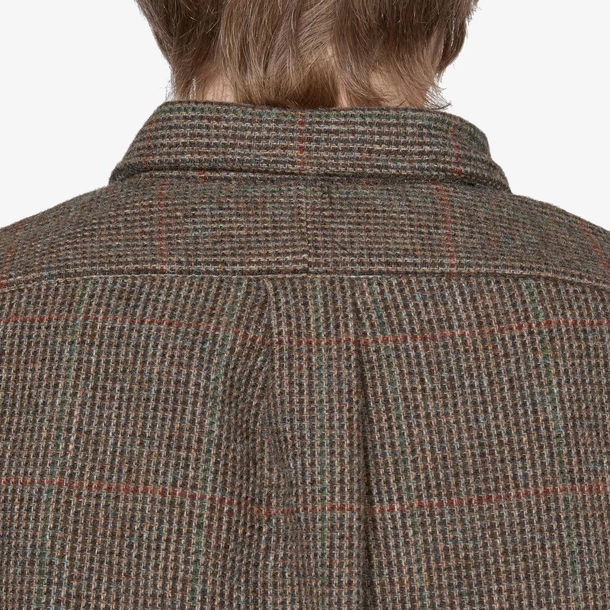 Custom Fit Suede-Patch Plaid Wool Shirt 6184 Brown | Loden Multi