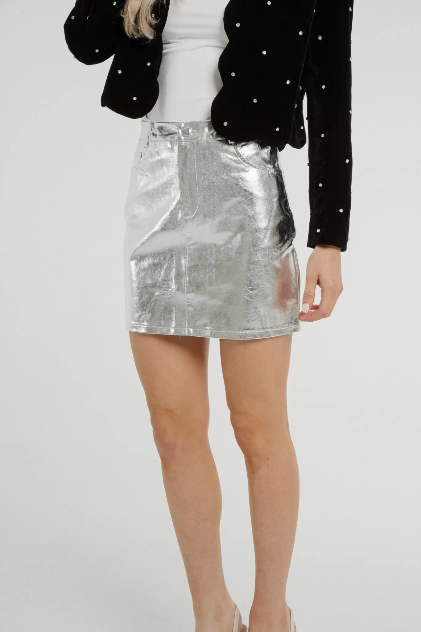 Daisy Metallic Skirt In Silver