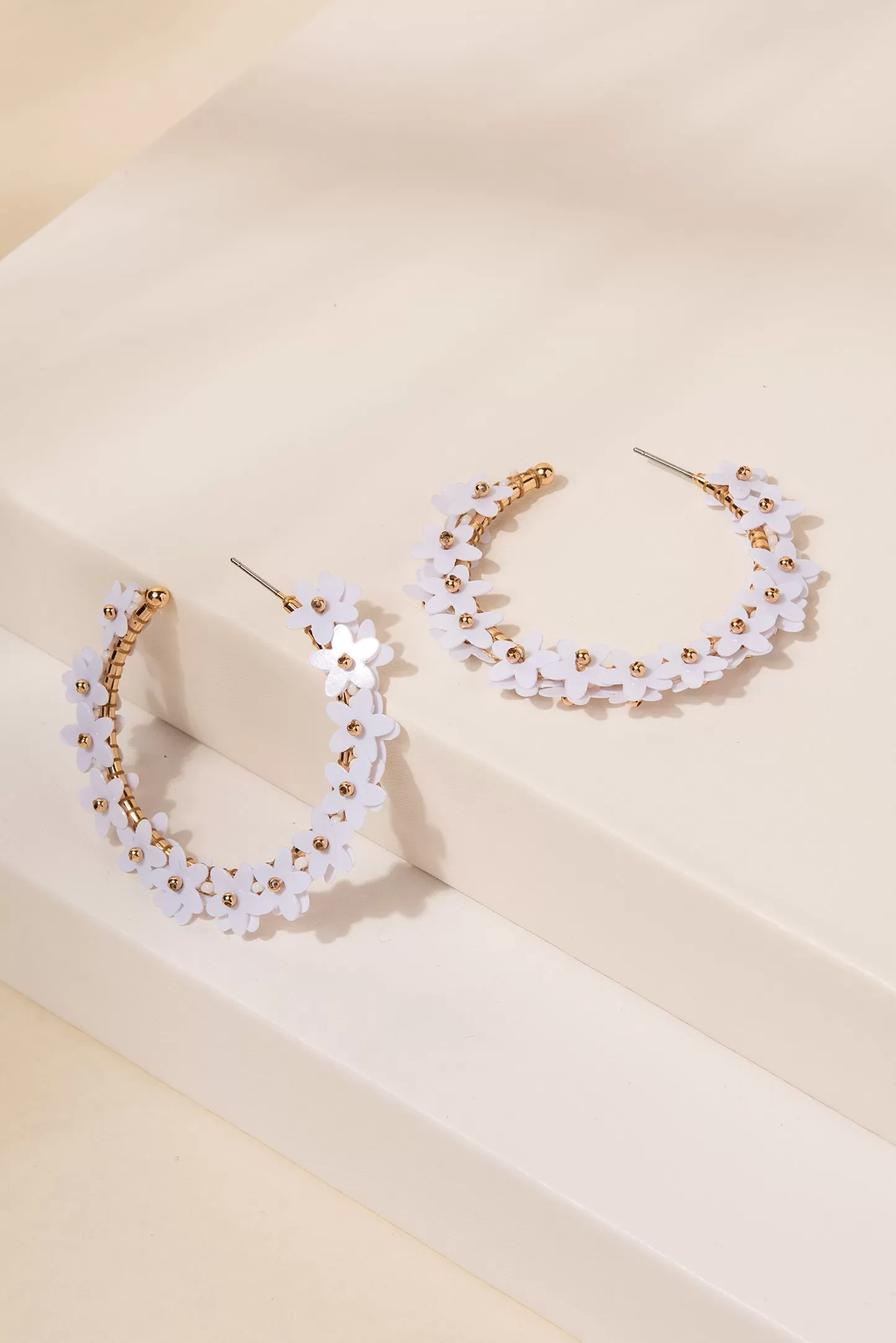 Dalia Acrylic Flower Beaded Hoops