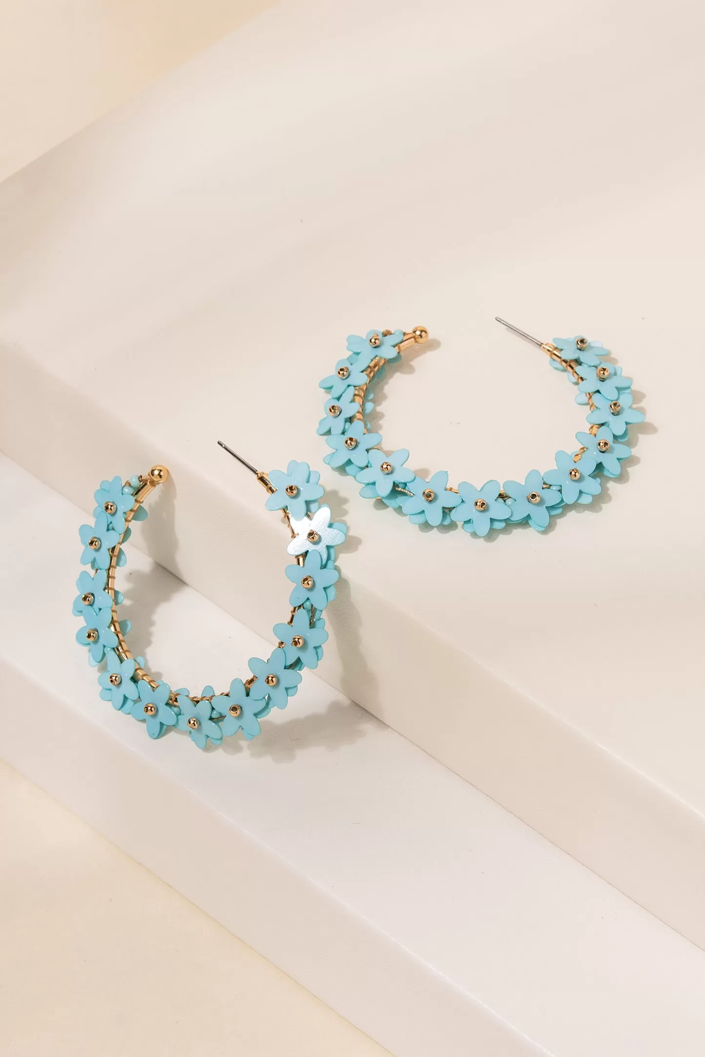 Dalia Acrylic Flower Beaded Hoops