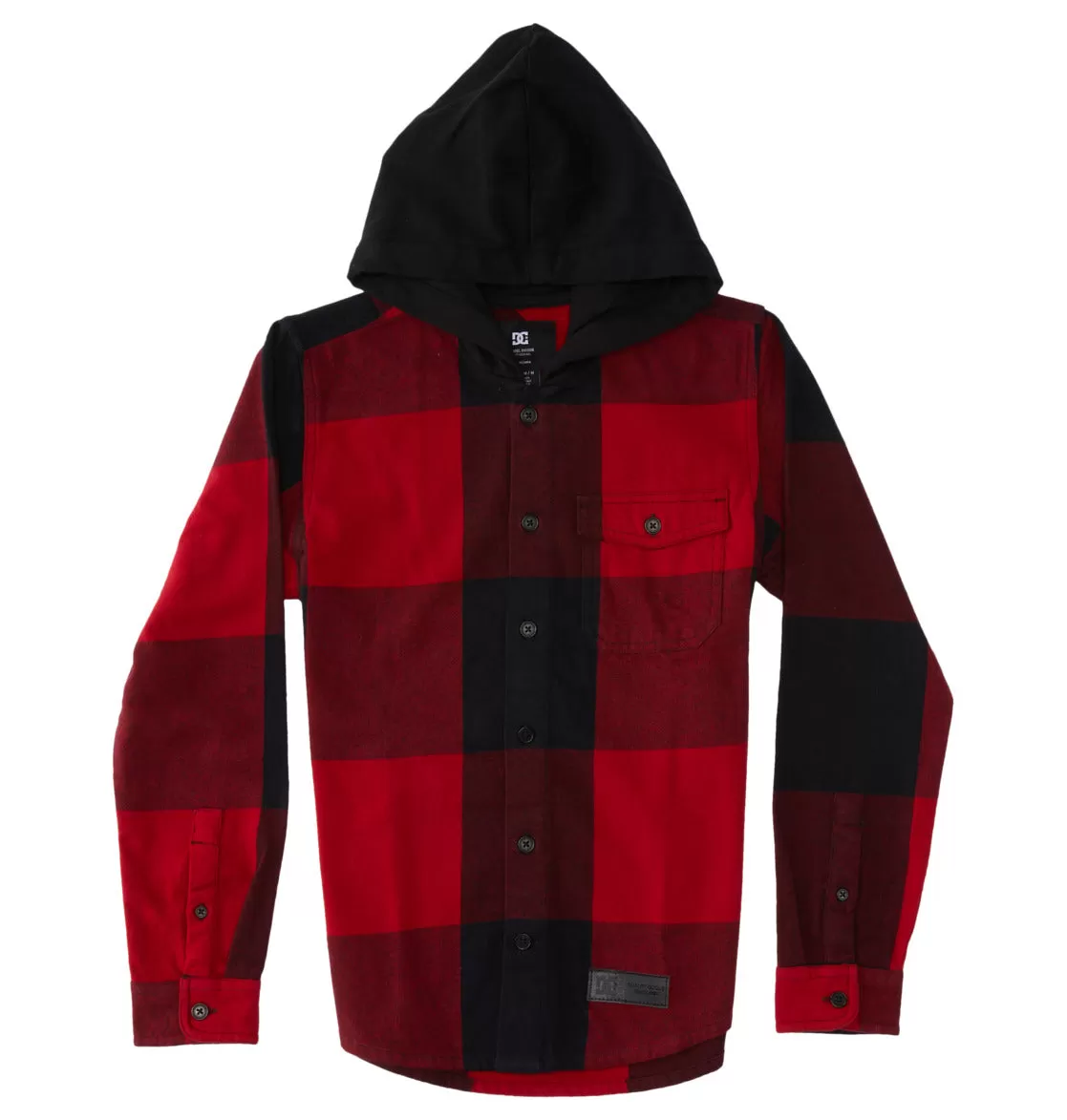 DC - RUCKUS - HOODED LONG SLEEVE SHIRT -  Chili Pepper/ Black Plaid