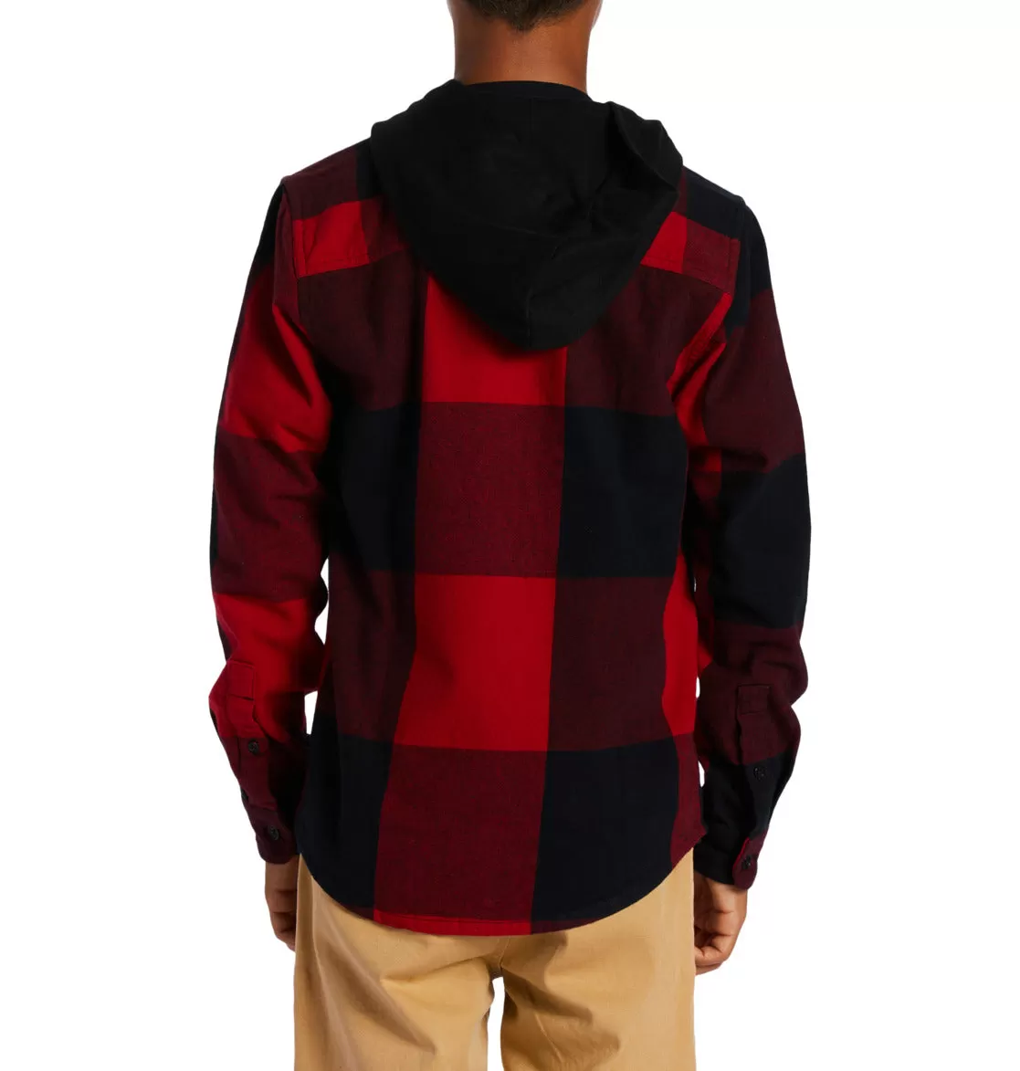 DC - RUCKUS - HOODED LONG SLEEVE SHIRT -  Chili Pepper/ Black Plaid