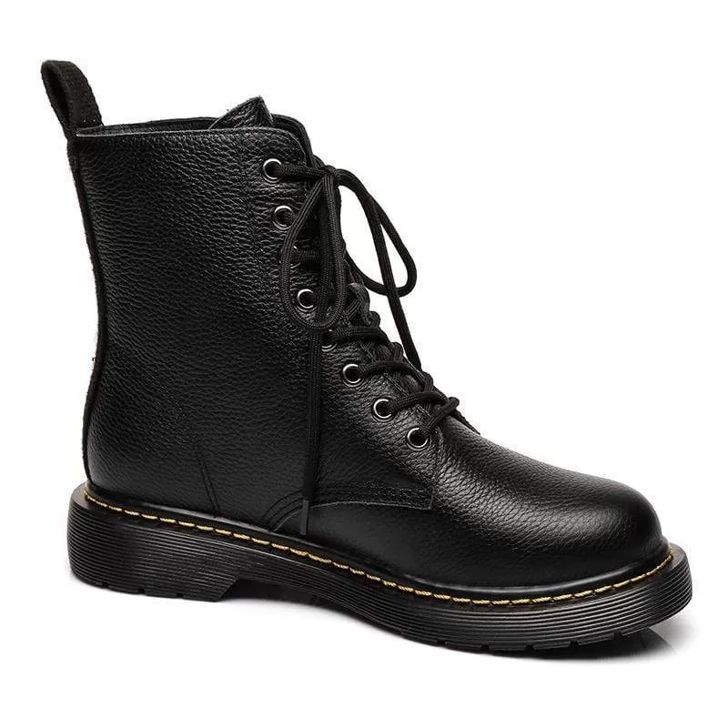 Ellen Black Leather Women Boots