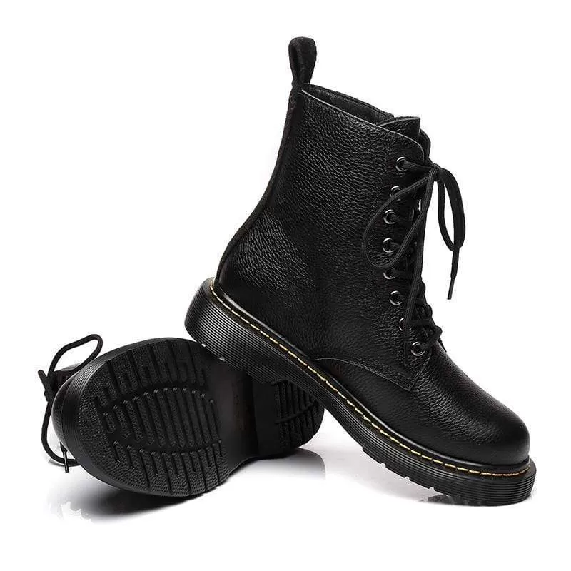 Ellen Black Leather Women Boots