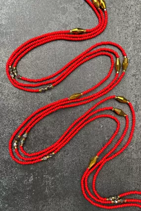 Extended Length 60 Inch Rich Auntie Red Waist Beads