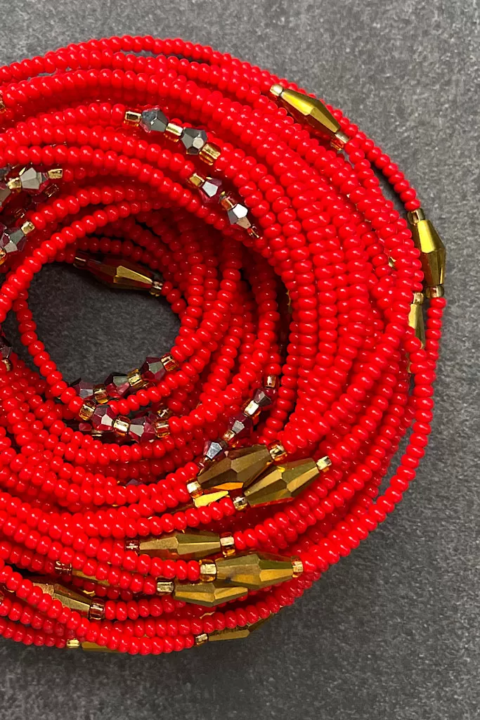 Extended Length 60 Inch Rich Auntie Red Waist Beads