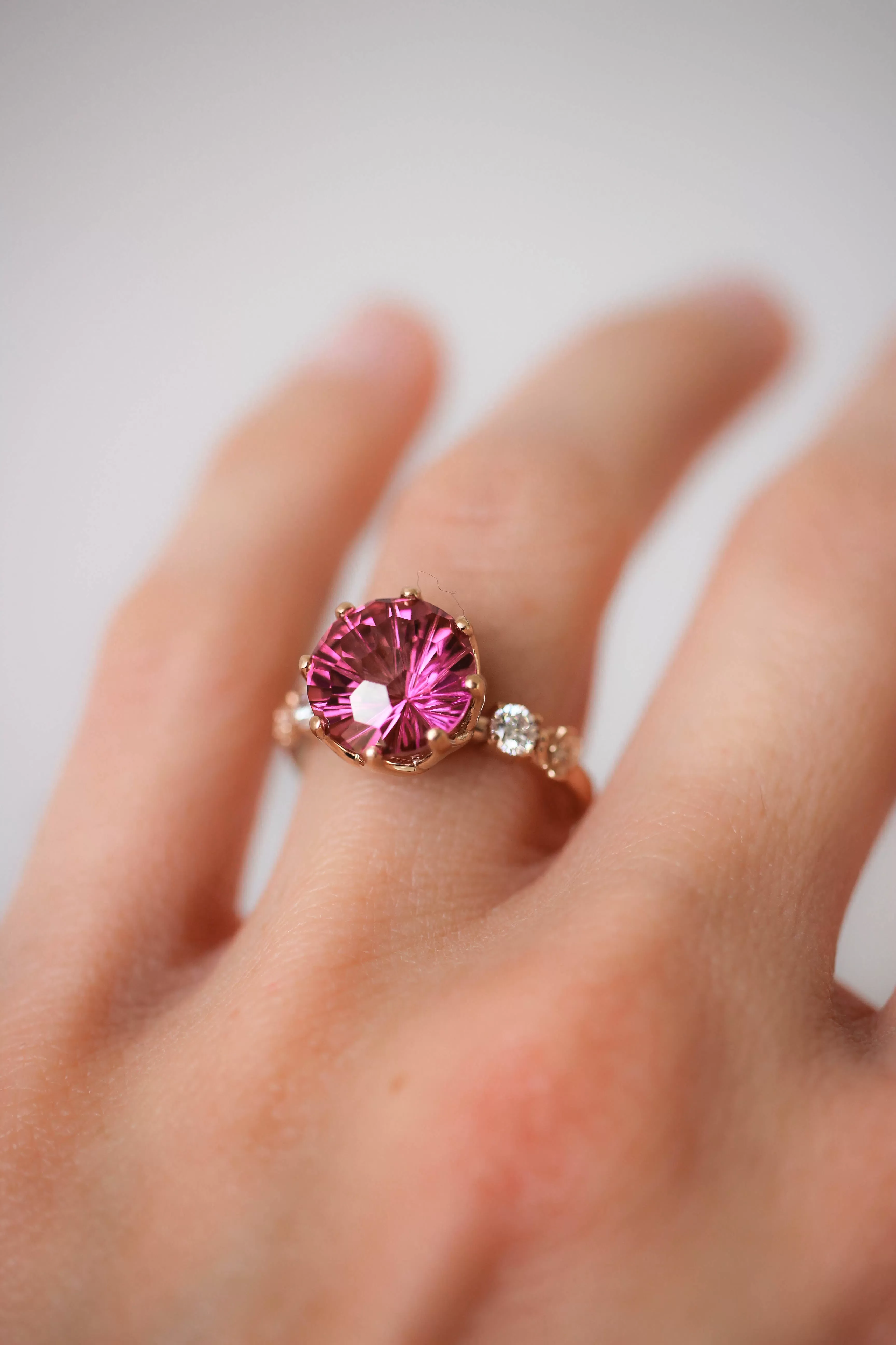 Fancy cut pink topaz engagement ring / Fiorella