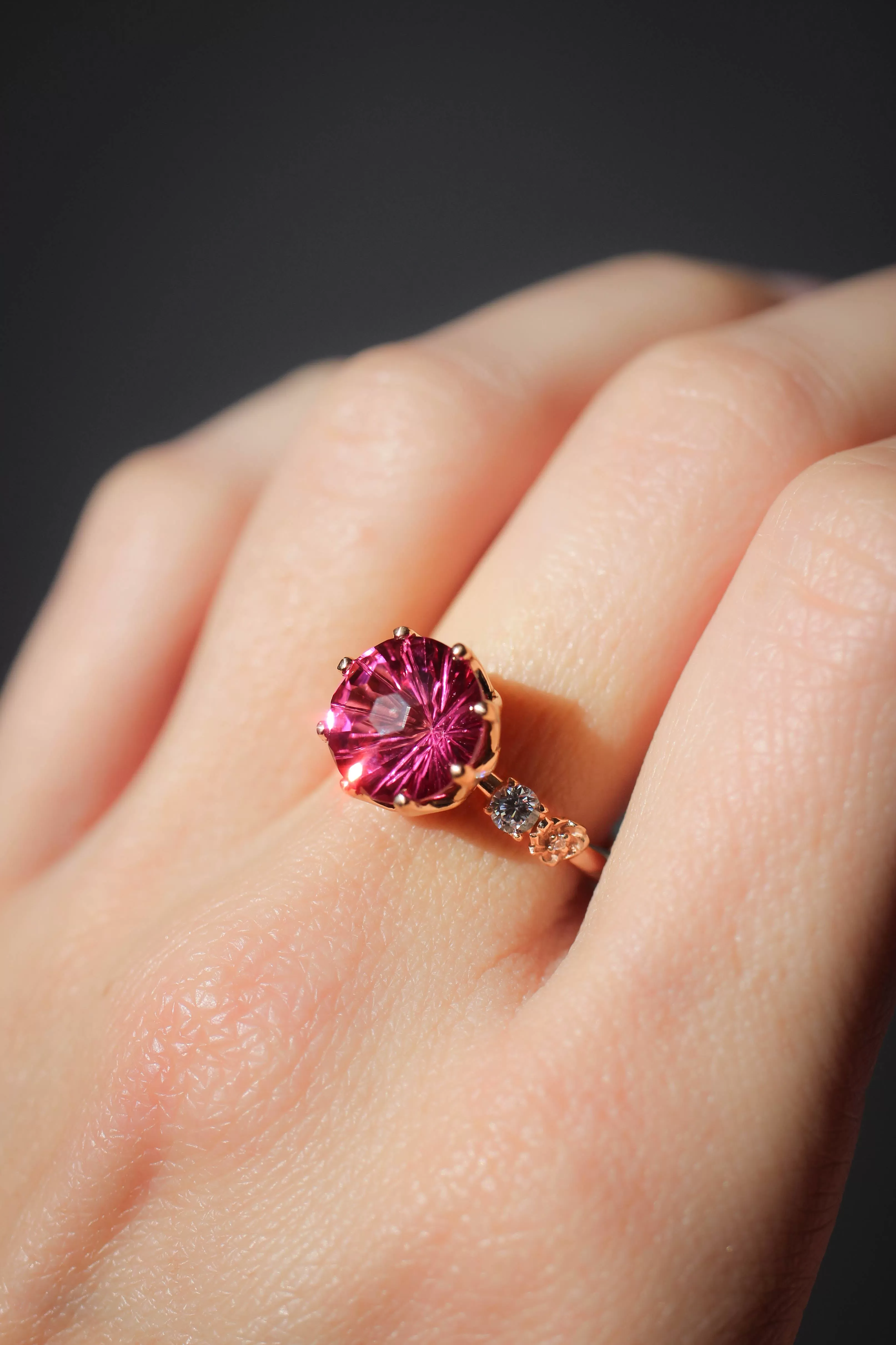 Fancy cut pink topaz engagement ring / Fiorella