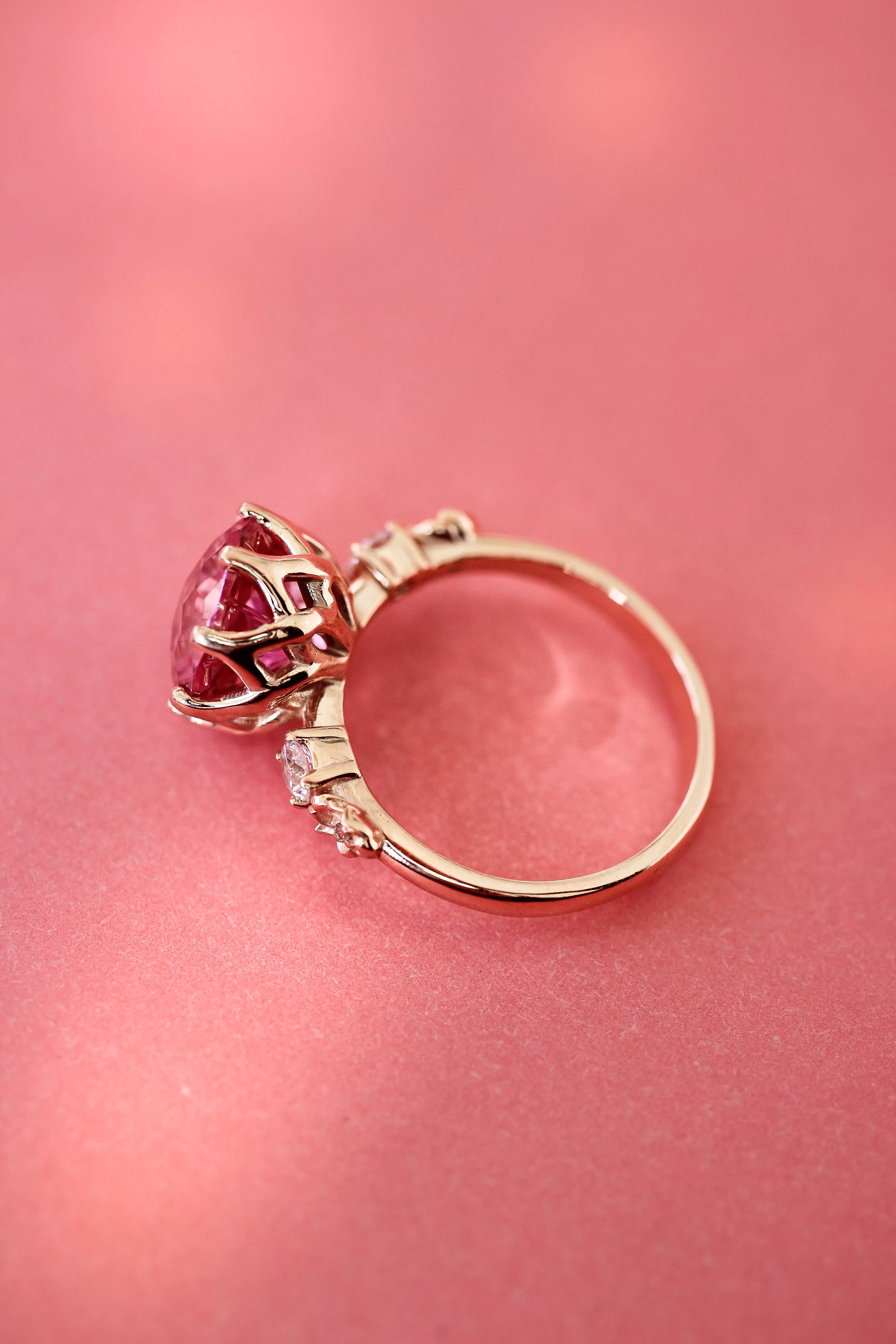 Fancy cut pink topaz engagement ring / Fiorella