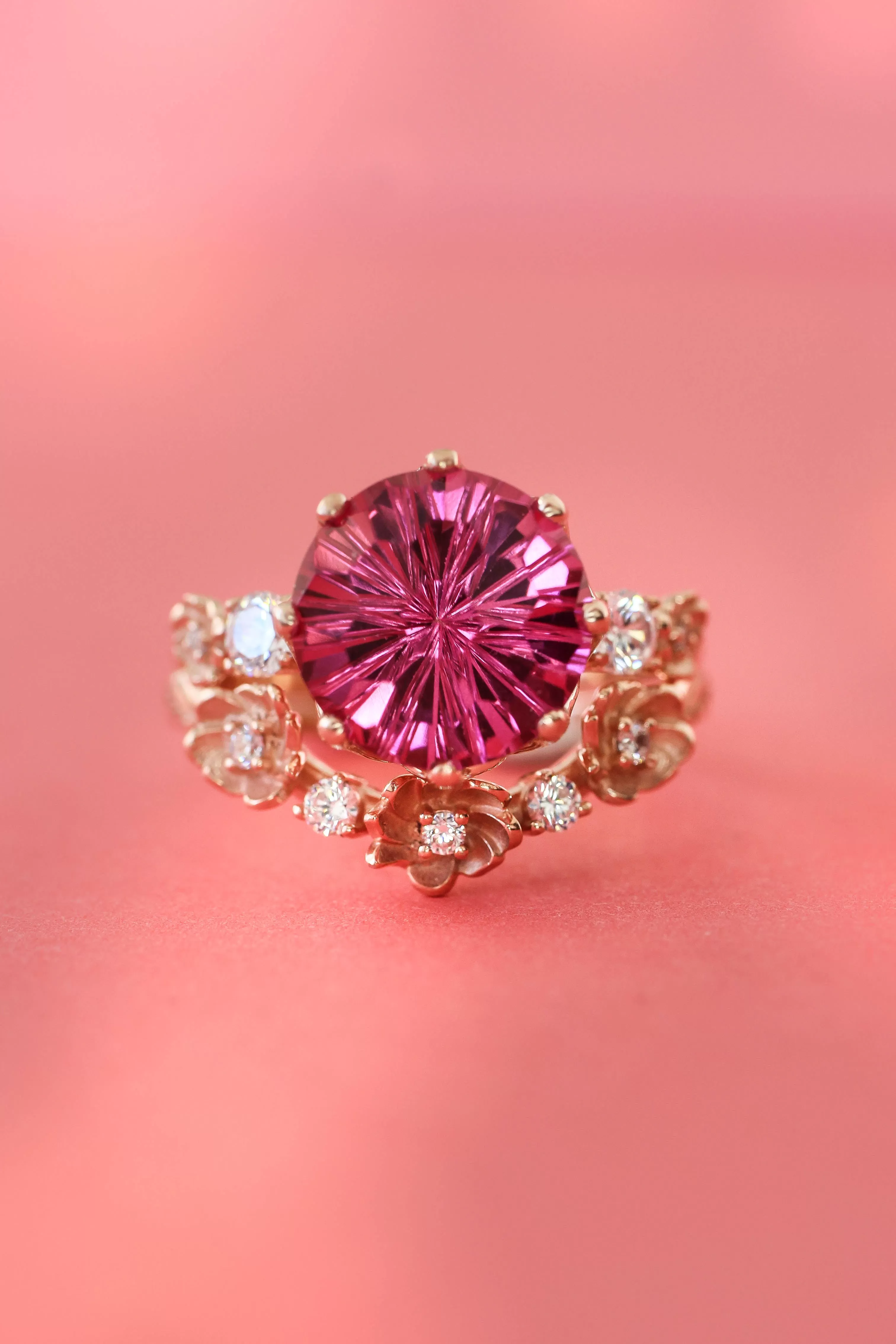 Fancy cut pink topaz engagement ring / Fiorella