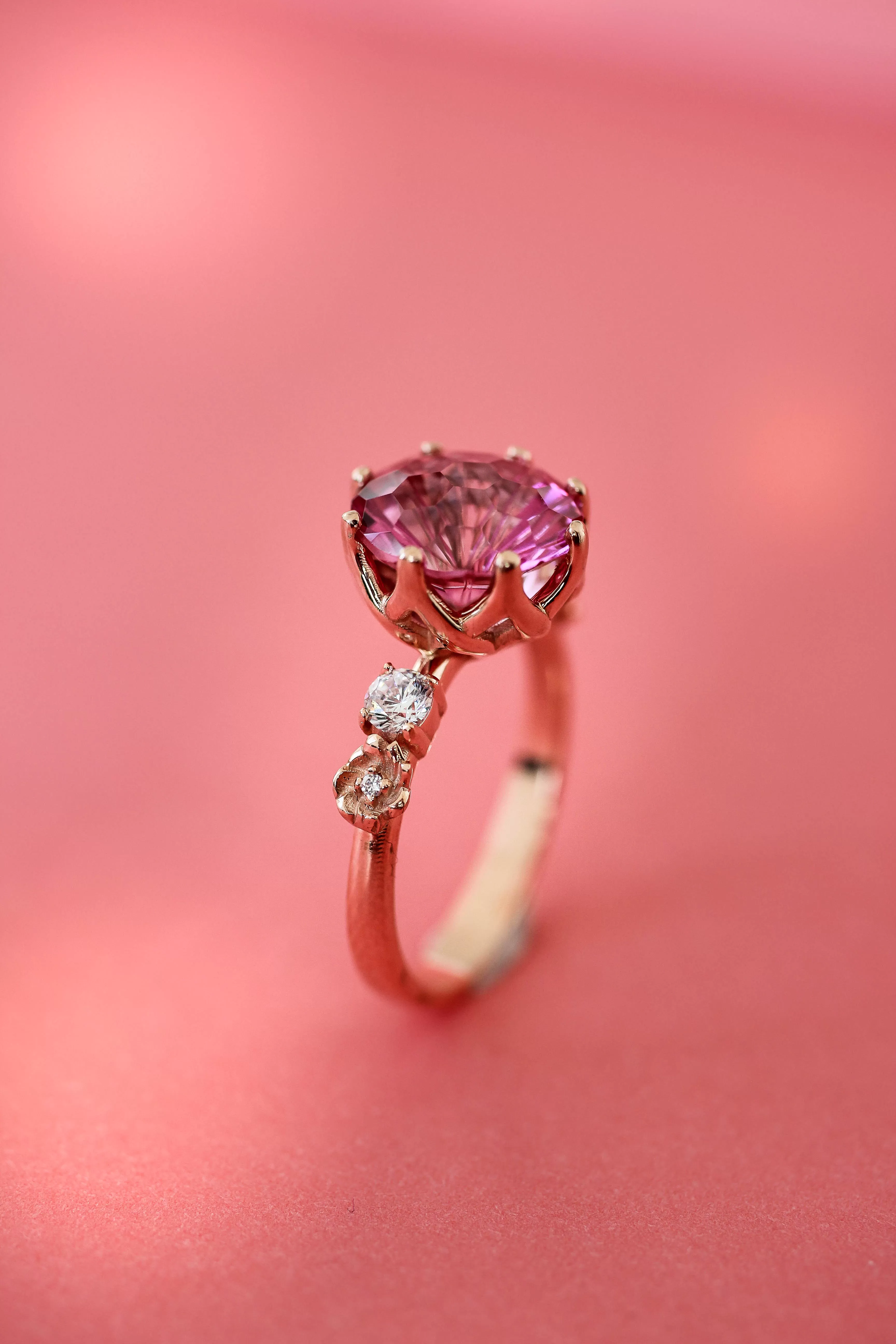 Fancy cut pink topaz engagement ring / Fiorella