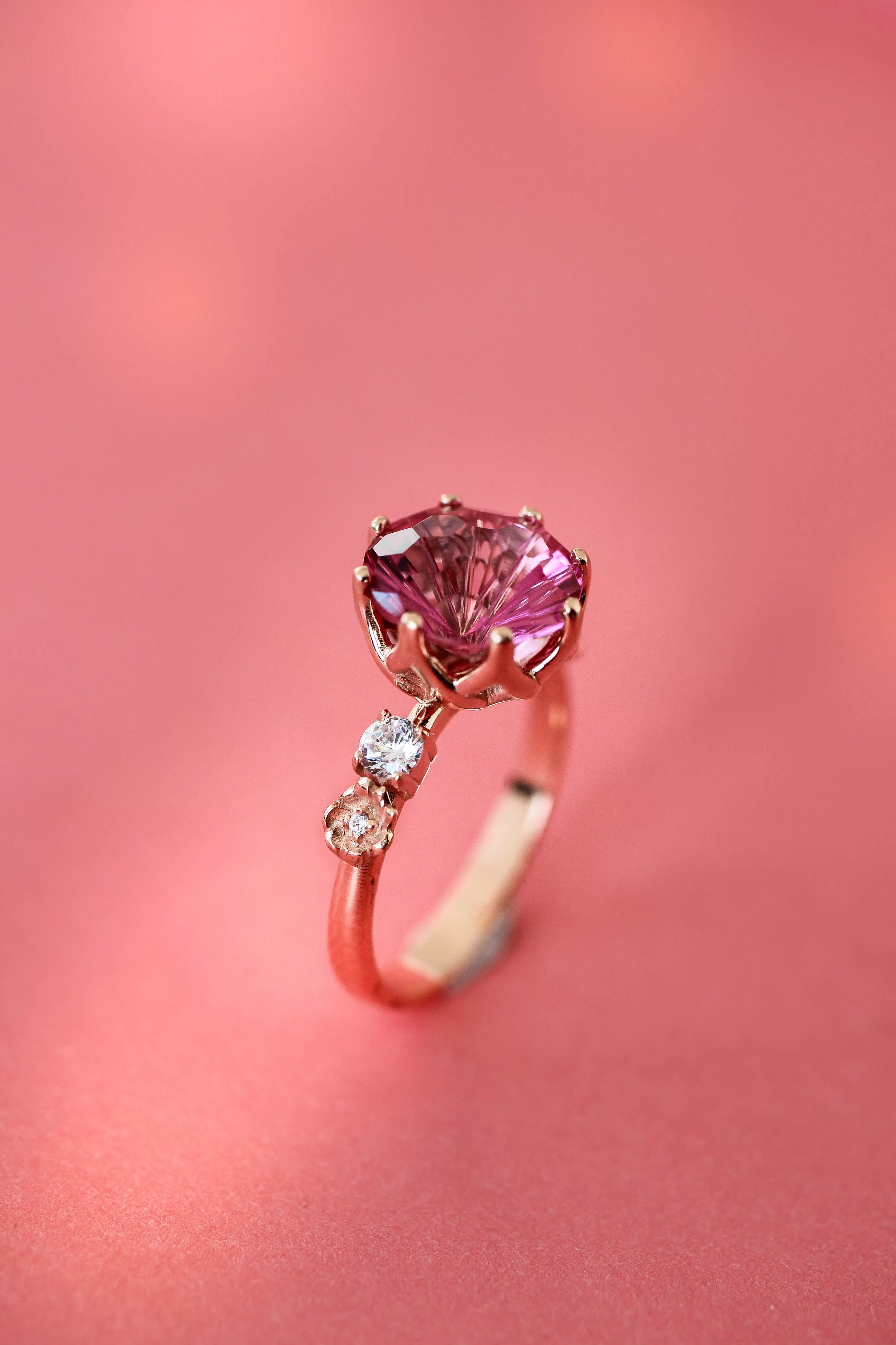 Fancy cut pink topaz engagement ring / Fiorella